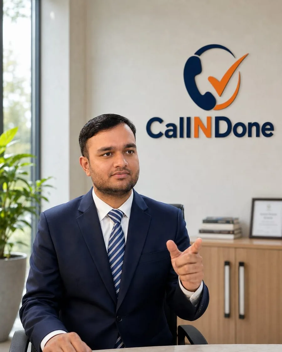 The founder of CallNDone at the Jodhpur office